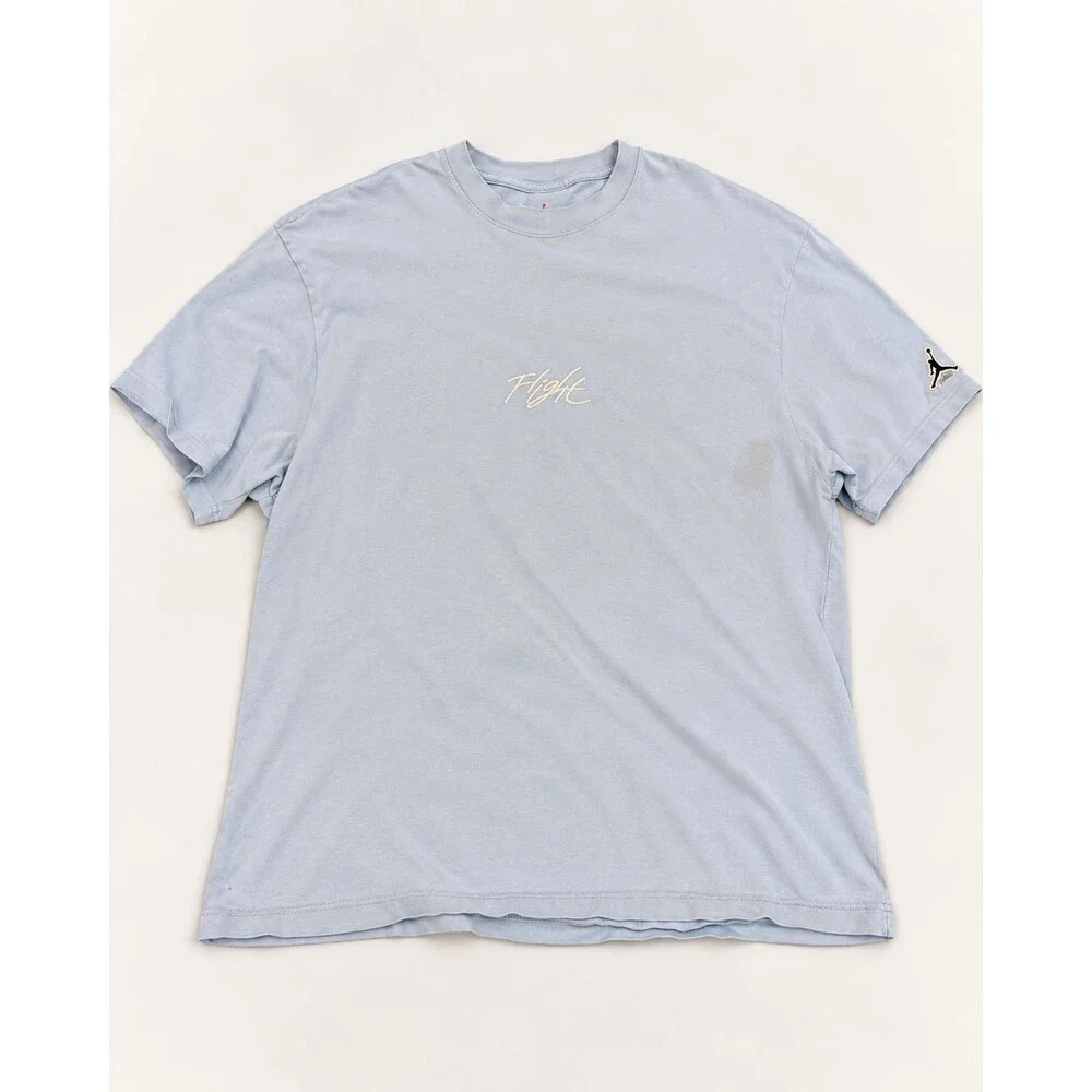 Jordan Flight T-Shirt XL Light Blue 100% Cotton Embroidered Script Jumpman